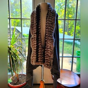 Belle Fare Rabbit Fur Trim Cashmere Vest